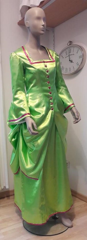historische Kostüme Tournüre victoriansich grün mottoparty kostümverleih